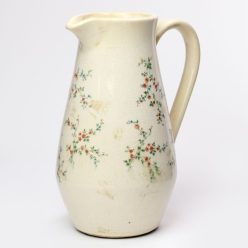   Kancsó füllel virág mintával kerámia 20x14,5x25,5 cm krém, zöld