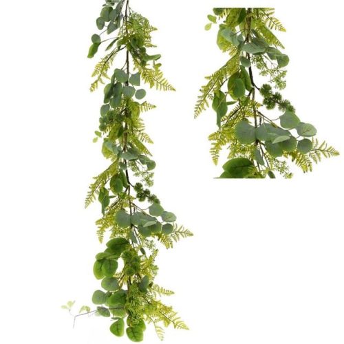 Girland eukaliptusz páfránnyal mûanyag 150 cm zöld