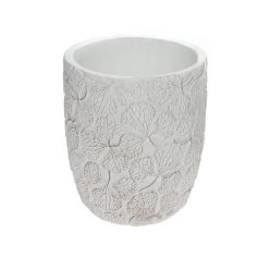 Kaspó levél mintával kerámia 14x14x16,8 cm fehér
