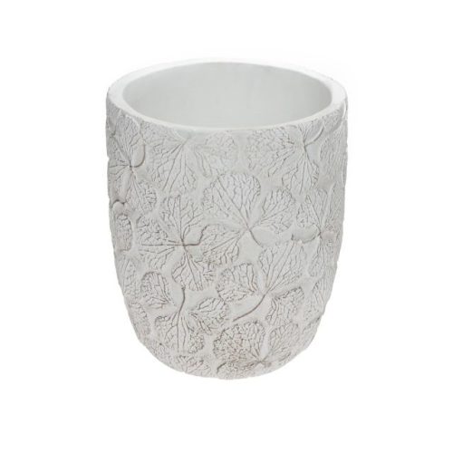 Kaspó levél mintával kerámia 14x14x16,8 cm fehér