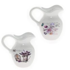   Kancsó virág mintával kerámia 20,5x14x20,5 cm színes 2 féle