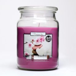   Illatgyertya üvegben fedõvel - Spa kert paraffin 15x10 cm mályva