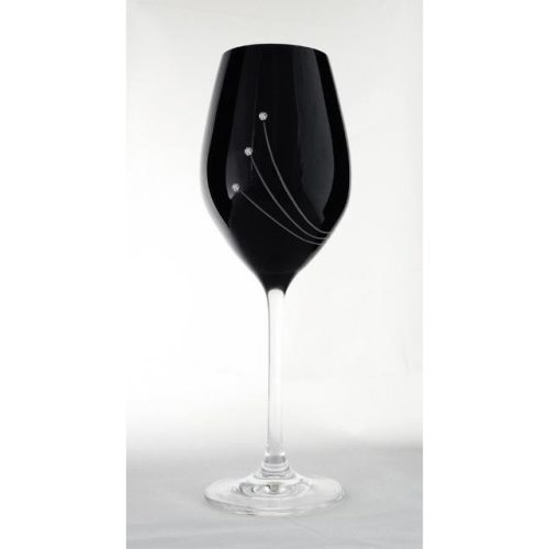 Boros pohár Swarovski kristállyal 360 ml üveg 22,5x8 cm fekete S/2
