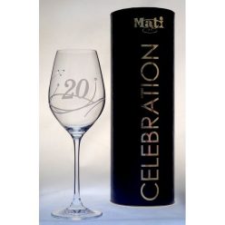  Boros pohár "Celebration 20 yr" felirattal, Swarovski kristállyal 360 ml üveg 22,5x8 cm átlátszó