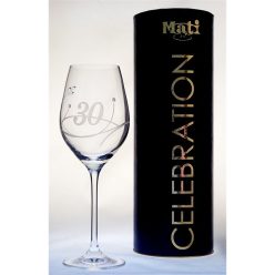   Boros pohár "Celebration 30 yr" felirattal, Swarovski kristállyal 360 ml üveg 22,5x8 cm átlátszó
