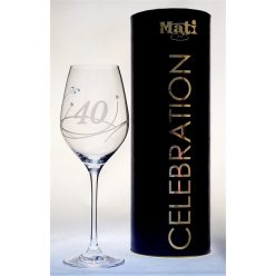   Boros pohár "Celebration 40 yr" felirattal, Swarovski kristállyal 360 ml üveg 22,5x8 cm átlátszó