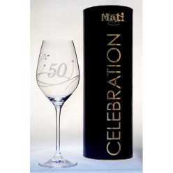   Boros pohár "Celebration 50 yr" felirattal, Swarovski kristállyal 360 ml üveg 22,5x8 cm átlátszó