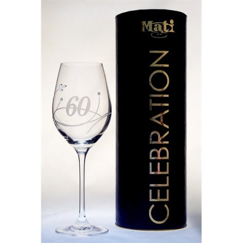 Boros pohár "Celebration 60 yr" felirattal, Swarovski kristállyal 360 ml üveg 22,5x8 cm átlátszó