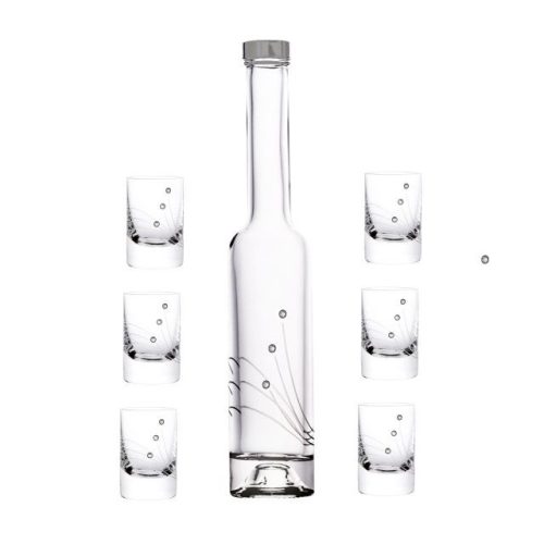 Röviditalos pohár palackkal, Swarovski kristállyal üveg 30 ml/200 ml üveg átlátszó S/7