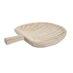 Asztali kínáló levél császárfa 39x32x4 cm barna