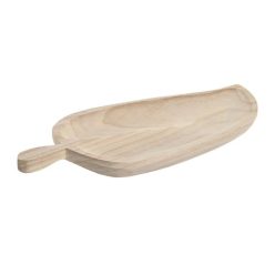 Asztali kínáló levél császárfa 49x23x3 cm barna