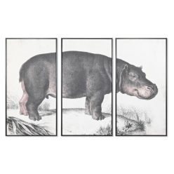   Kép szett víziló polisztirol, vászon 180x4x120 cm fekete, szürke S/3