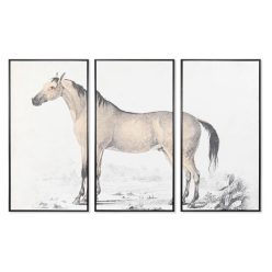   Kép szett ló keretes polisztirol, vászon 120x4x60 cm szürke, fekete S/3