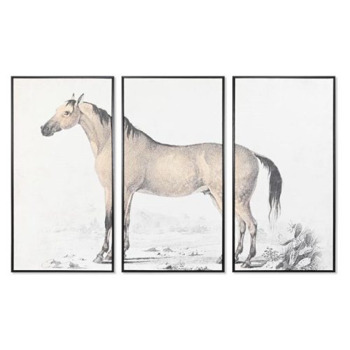 Kép szett ló keretes polisztirol, vászon 120x4x60 cm szürke, fekete S/3