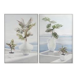   Kép növény vászon, polisztirol, lucfenyõ, kézzelfestett 80x3,5x120 cm fehér, kék 2 féle