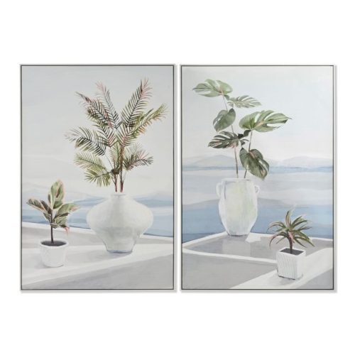 Kép növény vászon, polisztirol, lucfenyõ, kézzelfestett 80x3,5x120 cm fehér, kék 2 féle