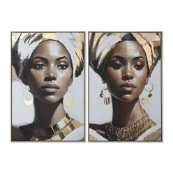   Kép afrikai nõ keretes polisztirol, vászon 83x4,5x123 cm arany, barna 2 féle