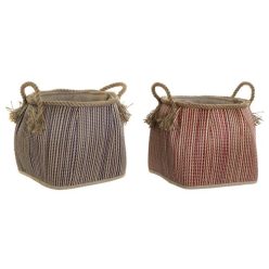 Kosár fonott vesszõ 31x31x30 cm színes 2 féle