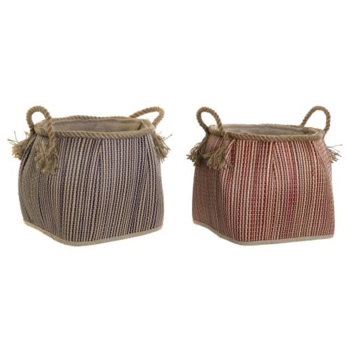 Kosár fonott vesszõ 31x31x30 cm színes 2 féle