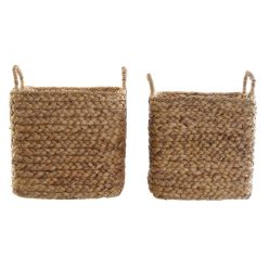 Kosár szett nád 42x42x39 cm barna S/2