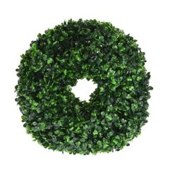 Selyemvirág buxus koszorú mûanyag 40cm zöld