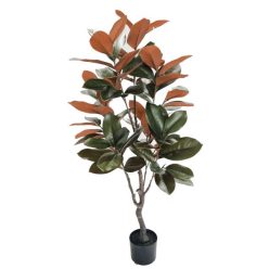   Selyemvirág Magnolia Grandiflora cserepes mûanyag 120 cm zöld, bordó