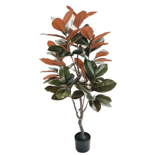 Selyemvirág Magnolia Grandiflora cserepes mûanyag 120 cm zöld, bordó