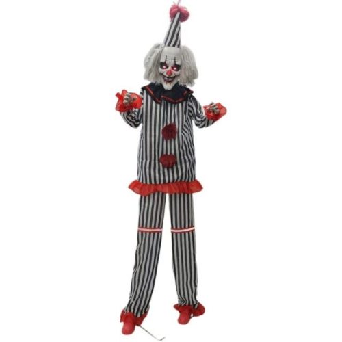 Bohóc Halloween óriás figura beszélõ, mozgó LED-es mûanyag, textil 160x20x250 cm szürke, piros