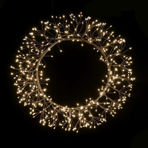 Koszorú akasztós, 600 LED-es, beltéri, melegfehér fém, mûanyag 60x4x60 cm fekete