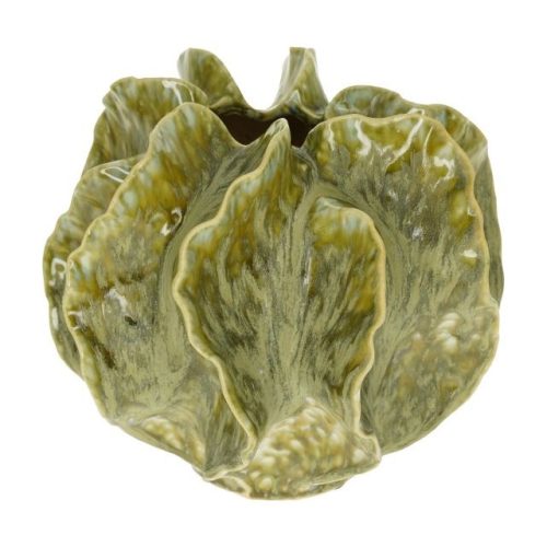 Váza 3D mintával kerámia 28x28x22,5 cm zöld, krém