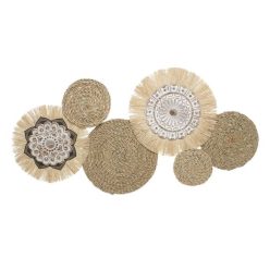   Dekoráció falra fonott vesszõ, fém 127,6x7x66,7 cm natúr, fehér