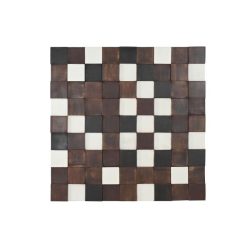   Fali dekoráció négyzetek mangófa 90x4x90 cm natúr, fekete, fehér