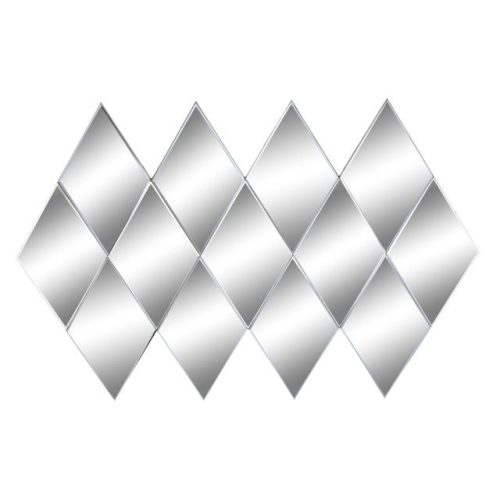 Tükör rombusz füstös üveg, fa 120x2x80 cm fekete