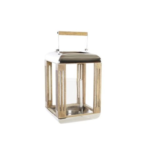 Mécsestrató fém, üveg 23x23x36 cm ezüst