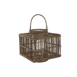 Mécsestartó rattan, üveg 35x35x35 cm natúr