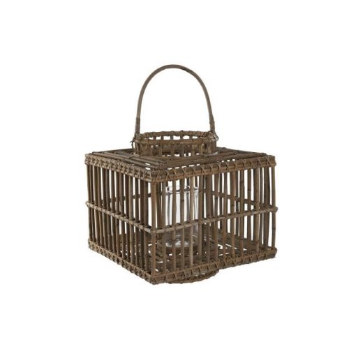 Mécsestartó rattan, üveg 35x35x35 cm natúr