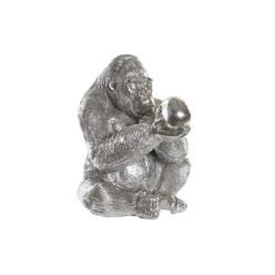 Figura gorilla poly 38,5x33x43,5 cm ezüst