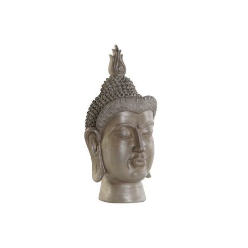 Figura Buddha fej poly 30x29x58 cm szürke