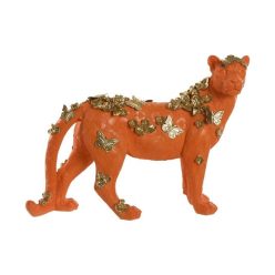 Figura leopárd poly 60x21,5x43 cm narancssárga