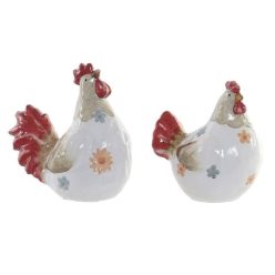   Figura kakas, tyúk égetett agyag 14,5x23x23,5 cm fehér 2 féle