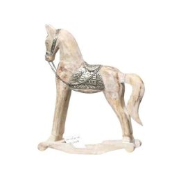 Figura ló mangófa 46x9x38 cm natúr