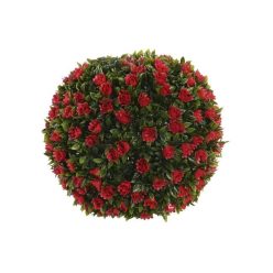   Selyemvirág gömb rózsa polietilén 30x30x30 cm zöld, piros