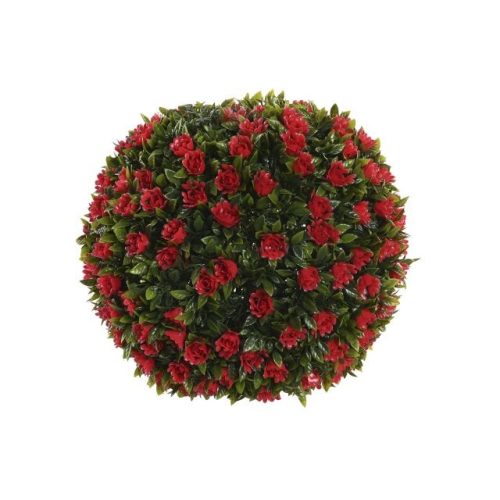 Selyemvirág gömb rózsa polietilén 30x30x30 cm zöld, piros