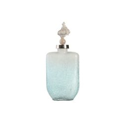 Váza kagyló üveg, alumínium 9x16x36 cm kék