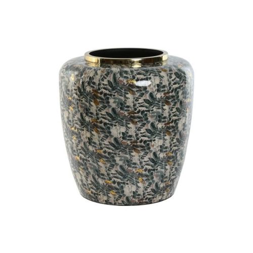 Váza mintás fém 33x33x35,5 cm zöld, arany