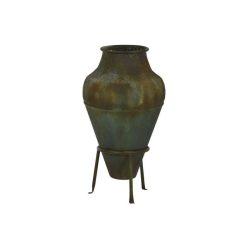 Amfóra állvánnyal fém 49x49x91 cm antik zöld
