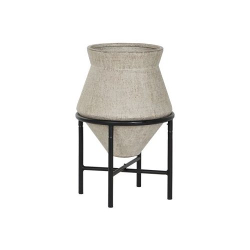 Váza lábakkal magnézia, fém 40x40x62 cm natúr, fekete