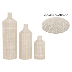 Váza szett rattan 25x25x80 cm törtfehér S/3