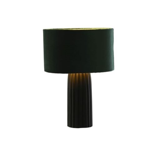 Lámpa asztali alumínium, bársony 26x26x37 cm zöld, fekete