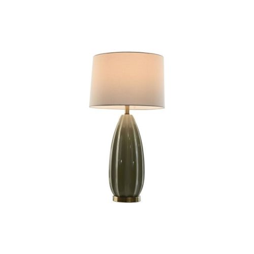 Lámpa asztali kõ, vászon 40x40x78 cm zöld, fehér